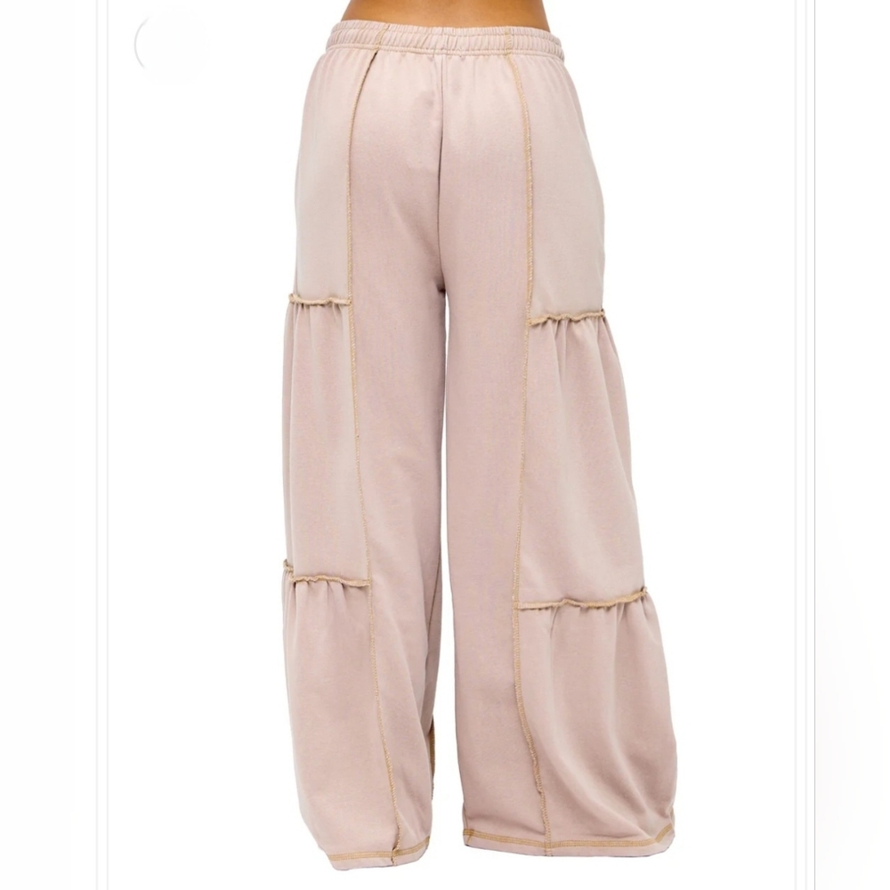 Y108 NWT Yak N Yeti Tiered Wide-Leg Pants Vintage Wash Pockets Drawstring L/XL - Picture 3 of 7